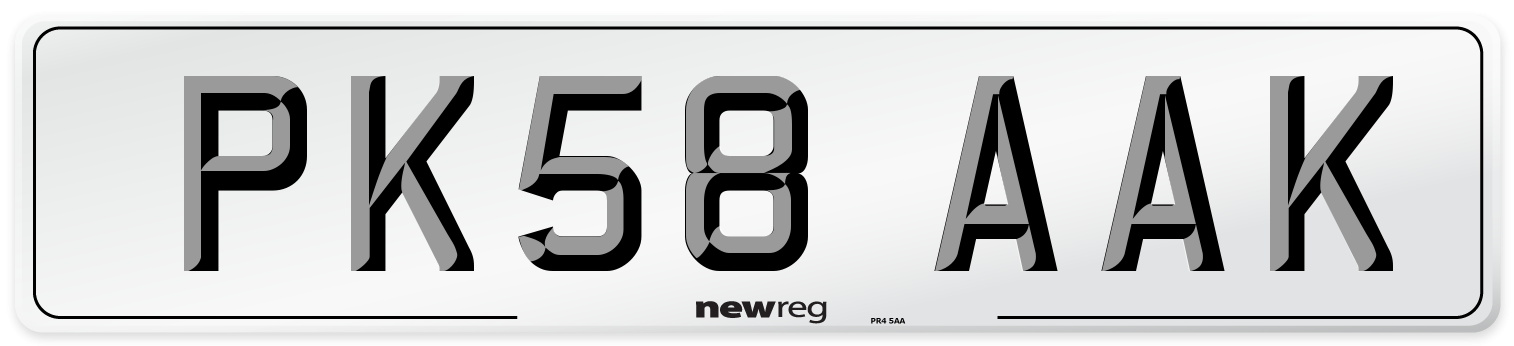 PK58 AAK Number Plate from New Reg